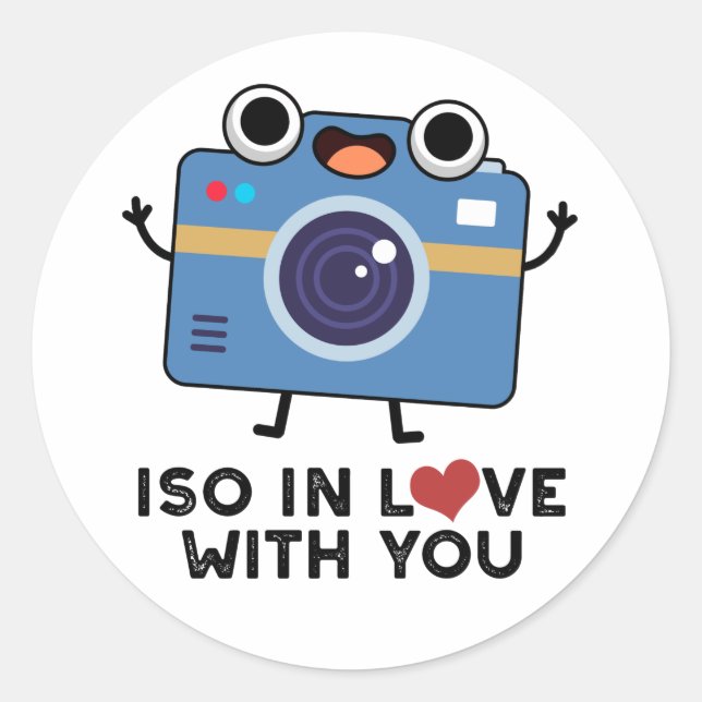 ISO In Love With You Funny Camera Pun  Classic Round Sticker (Front)