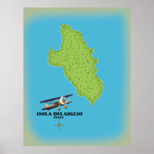 Isola del Giglio Italy map Poster