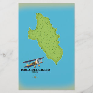 Isola del Giglio Italy map Stationery