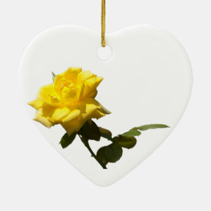 Isolate Yellow rose Ceramic Tree Decoration