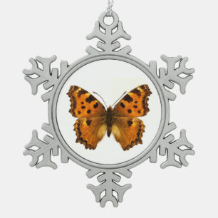 Isolated Blackleg Tortoiseshel butterfly Postcard  Snowflake Pewter Christmas Ornament