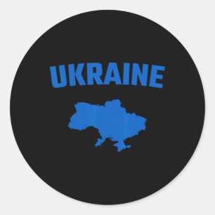 Isolated Blue Silhouette Of A Map Of Ukraine Classic Round Sticker