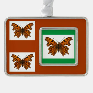 Isolated Comma butterfly Postcard Poster Christmas Silver Plated Framed Ornament