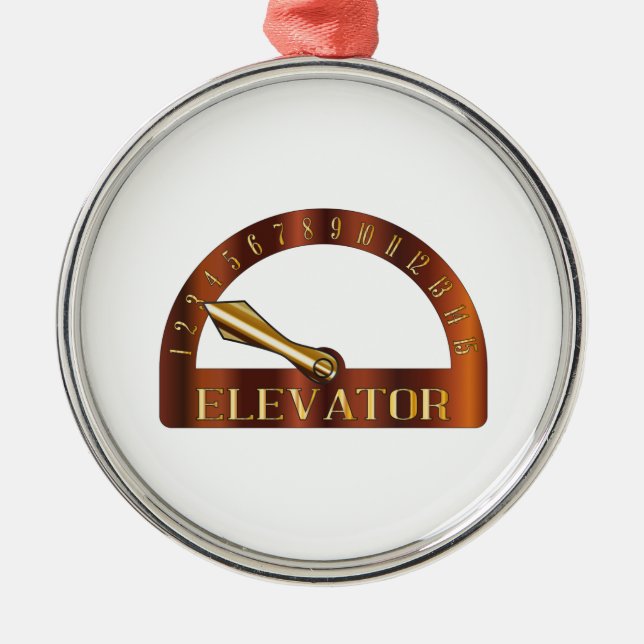Isolated Elevator Floor Indicator Metal Ornament (Front)