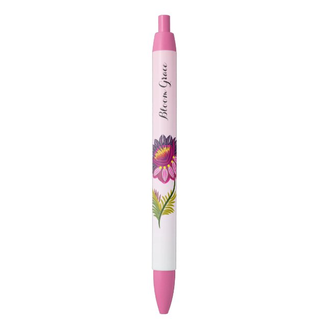 Isolated flower black ink pen (Front Vertical)