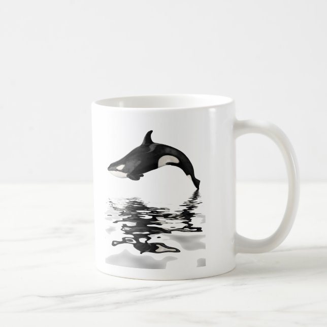 Isolated killer whale with reflection coffee mug (Right)