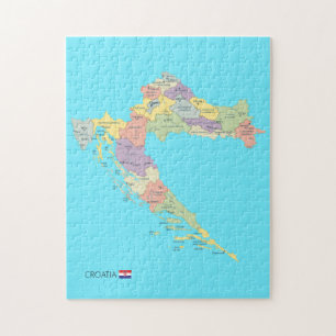 Isolated Map of Croatia Regions Jigsaw Puzzle