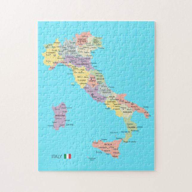 Isolated Map of Italy Regions Jigsaw Puzzle (Vertical)