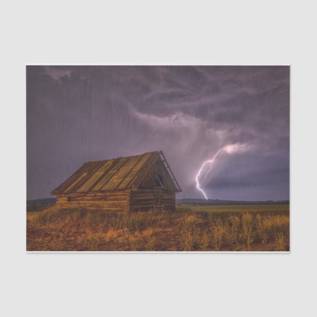Isolated Old Barn with Lightning Strike Tissue Paper (Front)