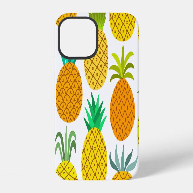 Isolated Pineapple: Vintage Seamless Pattern. iPhone Case (Back)
