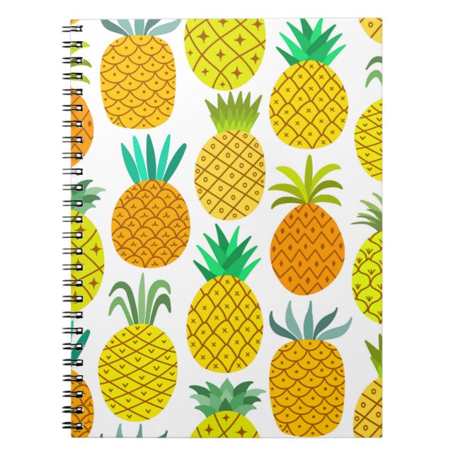 Isolated Pineapple: Vintage Seamless Pattern. Notebook (Front)