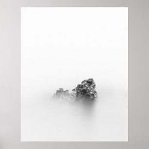 Isolated rock in a mist of sea poster