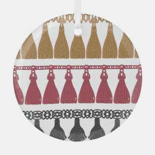 Isolated Tassel Fringe Garland Set. Glass Tree Decoration