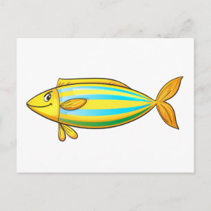 Isolated tropical fish on white postcard