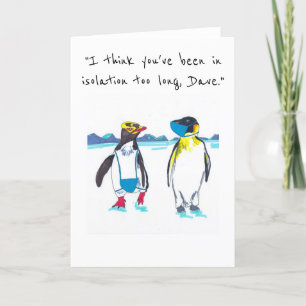Isolation Penguins wearing face masks Christmas Holiday Card