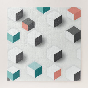 Isometric 3D Cubes Geometric Abstract Pattern Jigsaw Puzzle
