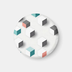 Isometric 3D Cubes Geometric Abstract Pattern Magnet