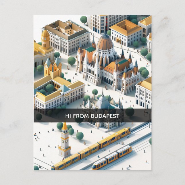 Isometric Budapest Travel Postcard (Front)