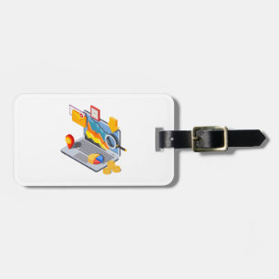 Isometric Business Data Analytics Laptop Luggage Tag
