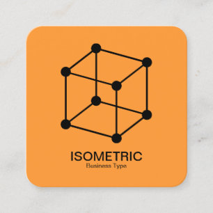 Isometric Cube - Black on Amber Square Business Card