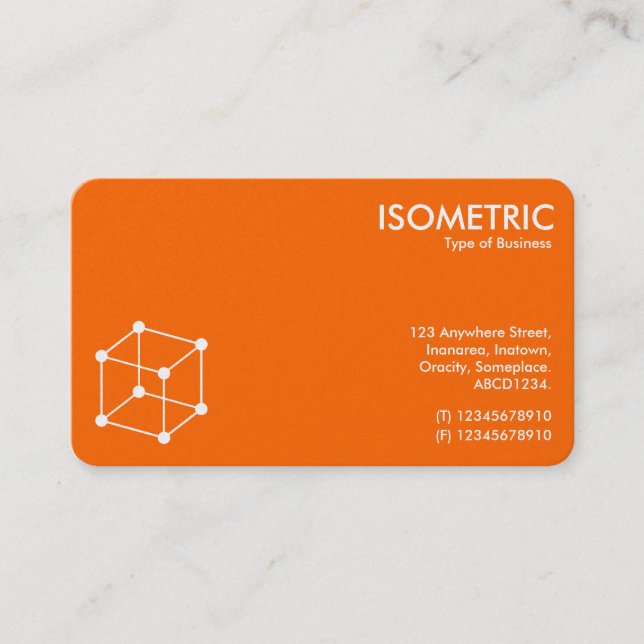 Isometric Cube Motif - Orange/White Business Card (Front)