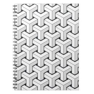 Isometric Cubes Black White Pattern Notebook