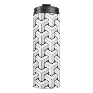 Isometric Cubes Black White Pattern Thermal Tumbler