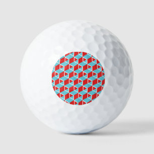 Isometric Cubes: Colourful Vintage Background. Golf Balls