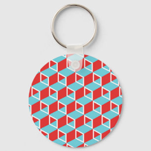 Isometric Cubes: Colourful Vintage Background. Key Ring