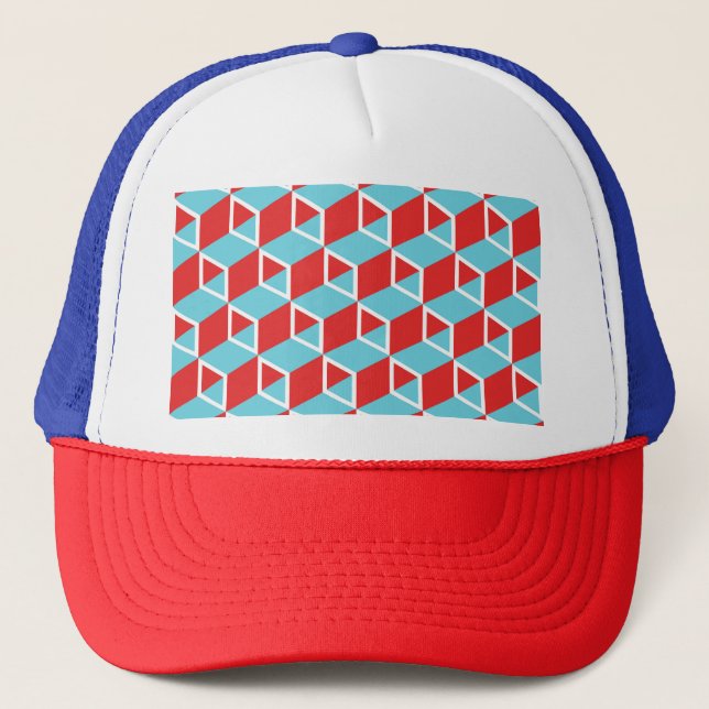 Isometric Cubes: Colourful Vintage Background. Trucker Hat (Front)
