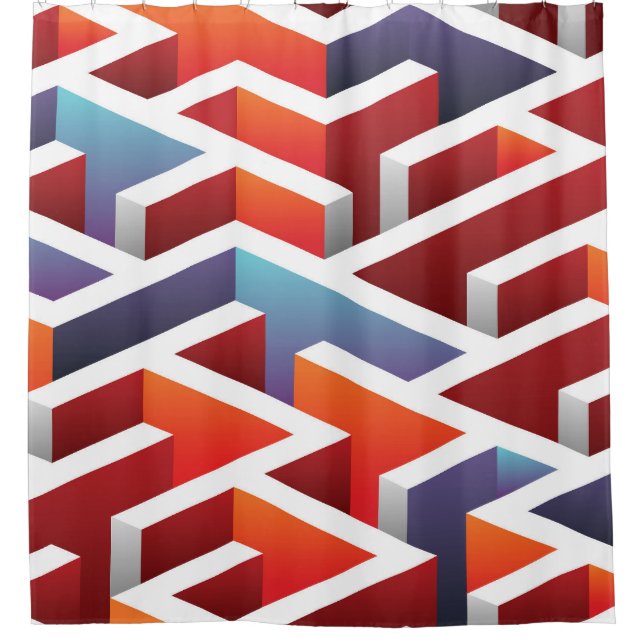 Isometric maze: abstract seamless pattern shower curtain (Front)