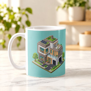 Isometric Modern House Cute Architecture Mug