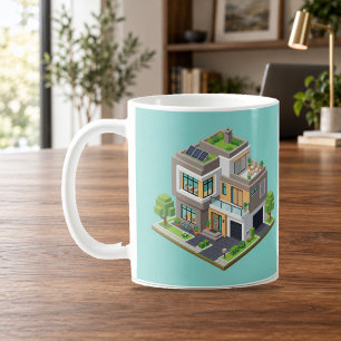 Isometric Modern House Cute Architecture Mug