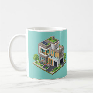 Isometric Modern House Cute Architecture Mug
