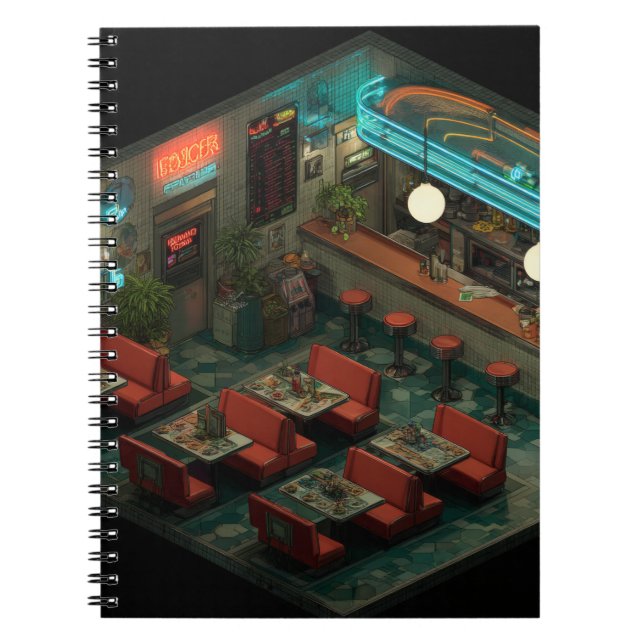 Isometric Night Diner Glow Notebook (Front)