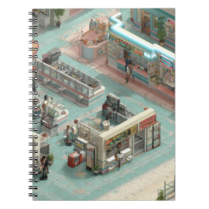 Isometric Pastel Market Scene Notebook