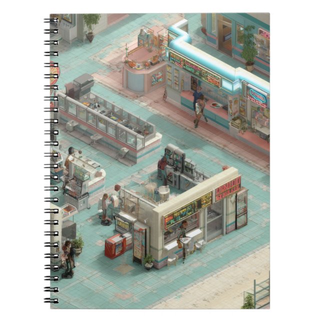 Isometric Pastel Market Scene Notebook (Front)