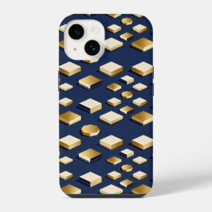 Isometric pattern with gold and beige blocks iPhone 14 case