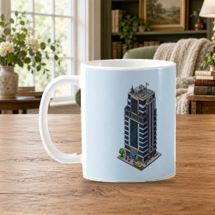 Isometric Pixel Hotel Tower City Mug