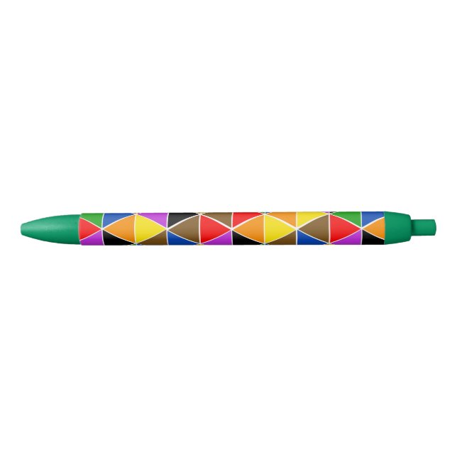 Isometric Rainbow Triangles Black Ink Pen (Front)
