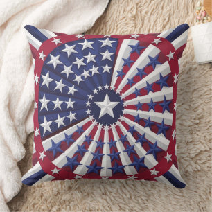 Isometric USA Flag Pattern Throw Pillow