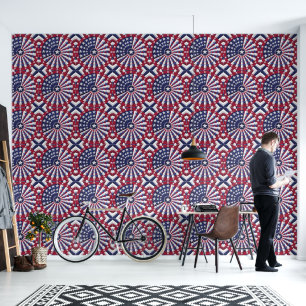 Isometric USA Flag Pattern Wallpaper & Curtain