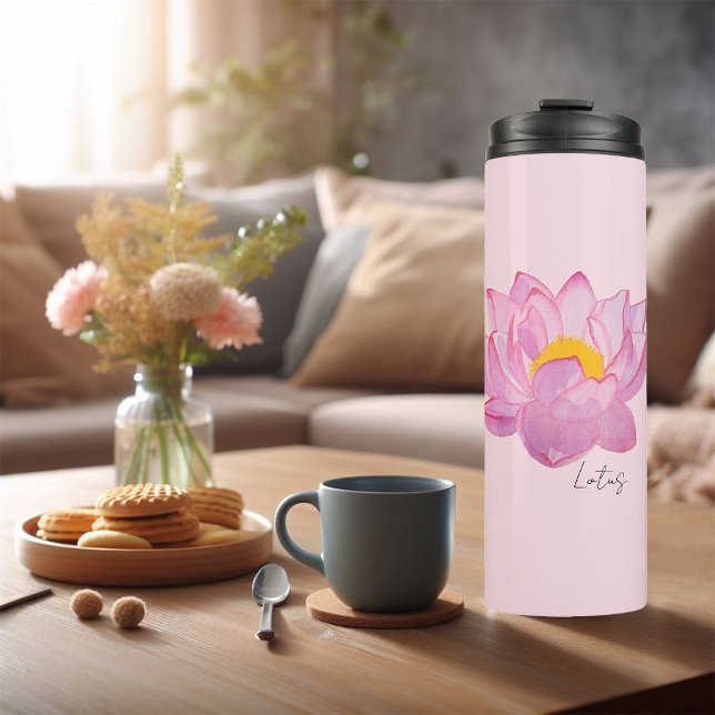 Isothermal bottle lotus flower watercolor pink (Creator Uploaded)