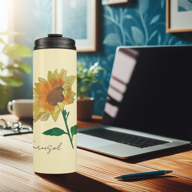 Isothermal bottle sunflower yellow watercolor (Creator Uploaded)