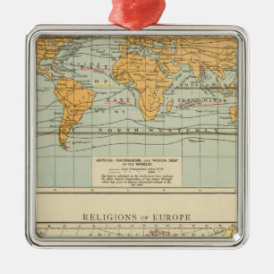 Isothermal, winds Religions Europe Metal Ornament