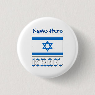 Israel and Israeli Flag Blue Personalisation  3 Cm Round Badge