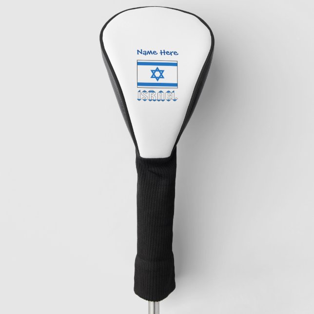 Israel and Israeli Flag Blue Personalisation  Golf Head Cover (Front)