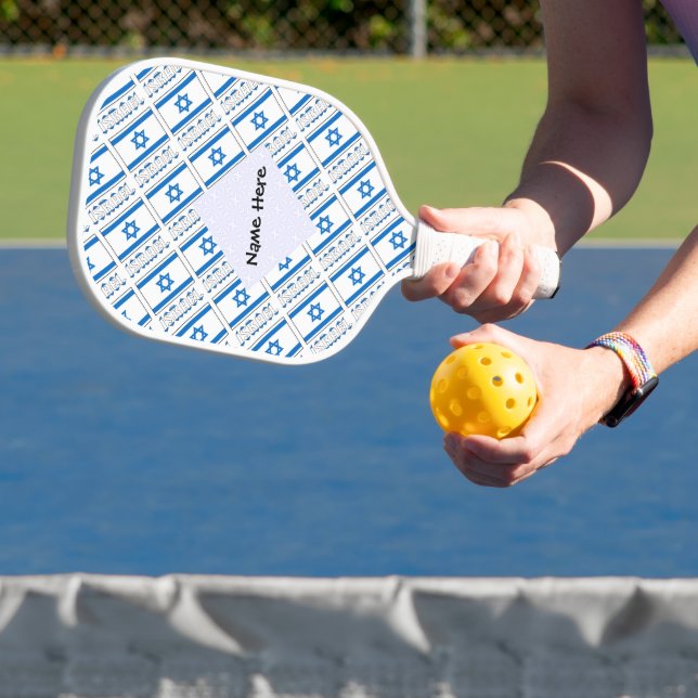 Israel and Israeli Flag Ruled with Your Name Pickleball Paddle (Insitu)