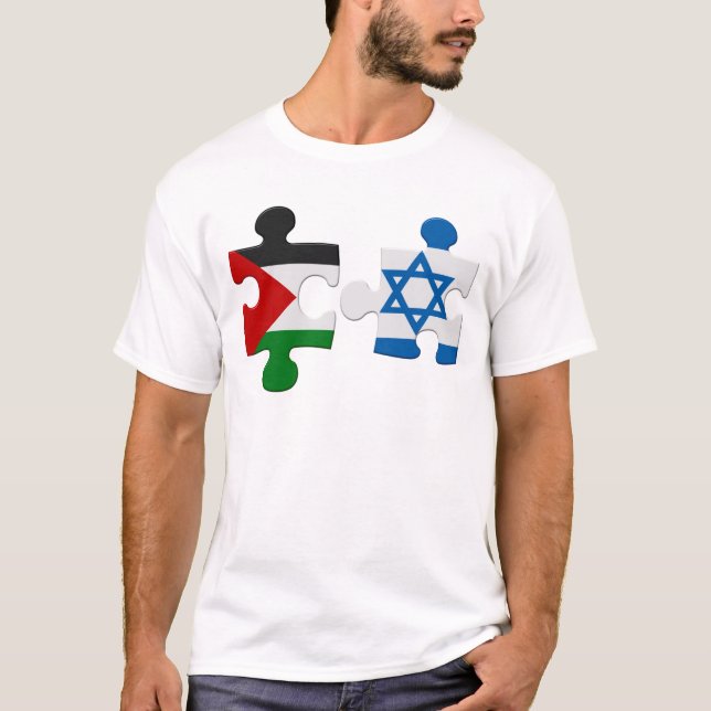 Israel and Palestine Conflict Flag Puzzle T-Shirt (Front)