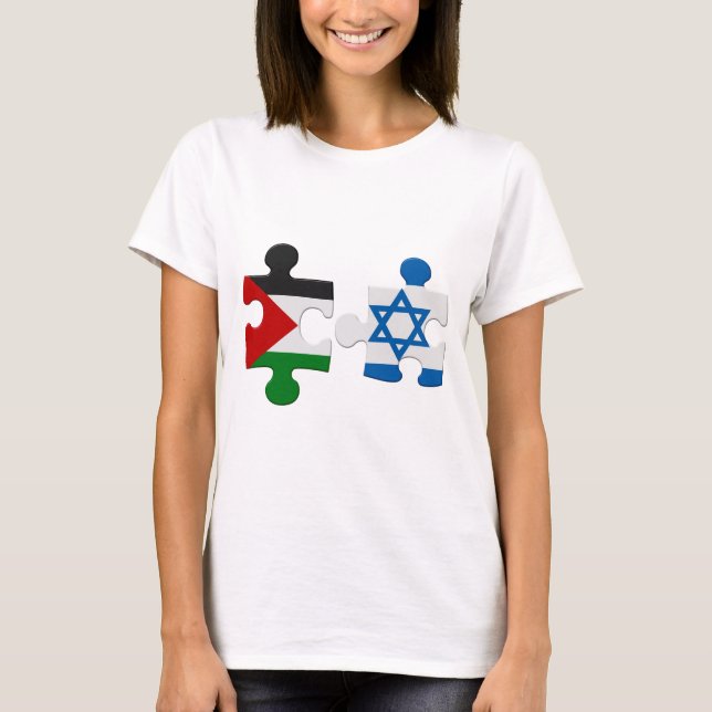 Israel and Palestine Conflict Flag Puzzle T-Shirt (Front)